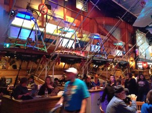 These booths at the Margaritaville on the Strip were cleverly made to look like fishing boats.©Jean Janssen 