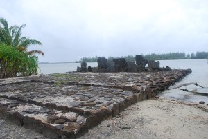the ruins of an ancient maeta, a Tahitian ceremonial temple found in the Royal city on Huasine in French Polynesia.©Jean Janssen