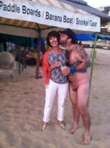 Jane and Thong Boy on the beach.  Cabo San Lucas, Mexico.©Jean Janssen