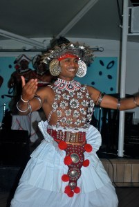 Sri Lankan dancers performed for us on the pool deck of the Azamara Journey. ©Jean Janssen