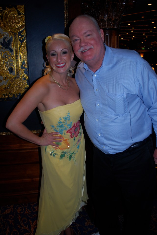 Charisa is one of the singers on the Azamara Journey.  She used to perform at Hollywood Studios and The Magic Kingdom at Walt Disney World.  She ran many of the trivia games that Boris attended.  He liked to refer to her as the showgirl. ©Jean Janssen