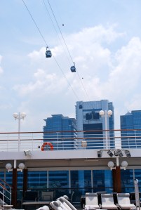 The cable car when right over our ship and passed through a building mid-route. ©Jean Janssen