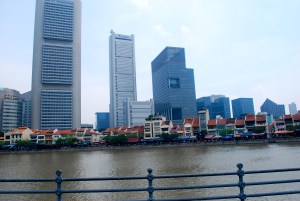 The restored colonial buildings along the waterfront stand in contrast to the skyscrapers. ©Jean Janssen