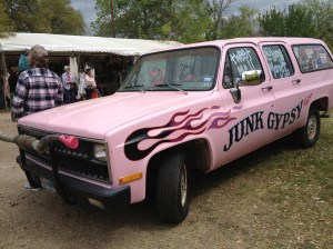 The Junk Gypsy is a Warrenton mainstay and the inspiration for the HGTV television show.  Note the longhorns on the grill with the koozies on the tips to protect the unsuspecting passerby.©Jean Janssen