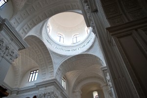 Soaring interiors of the Church of St. Cajetan in Old Goa, India.  The church is modeled after St. Peter's in Rome. ©Jean Janssen