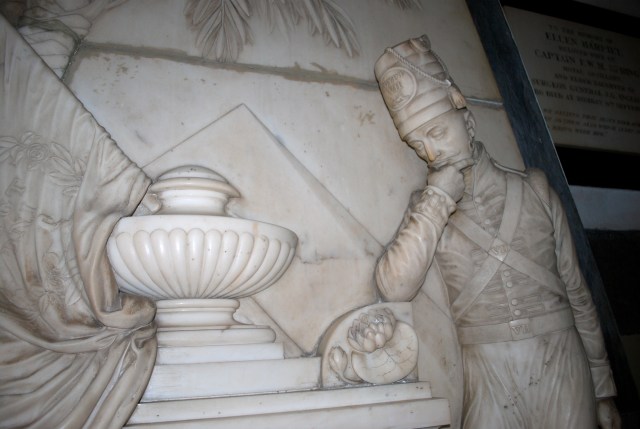 A carved marble tomb in  St. Thomas Church of North India in Mumbai. ©Jean Janssen