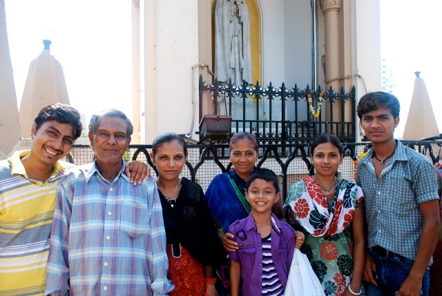This Indian family asked to take a picture with me. At Mount Mary Church, Bandra, India. ©Jean Janssen