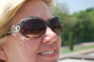 Our local guide was very creative with his picture taking suggesting this shot with the reflection of the Taj Mahal in the reflection of my sunglasses.