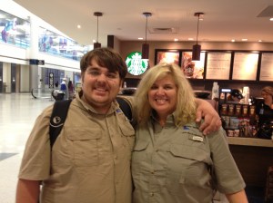On our way to Belize-Rocky and Natasha in the Houston airport.