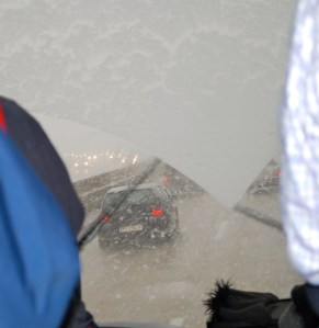 We encountered pretty serious snow on the way from Steyr to Linz. ©Jean Janssen