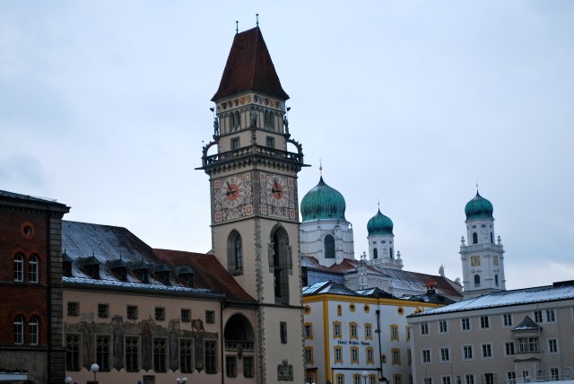 Passau, Germany as seen from our cabin on the River Beatrice traveling on the Danube. ©Jean Janssen