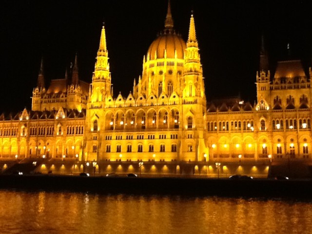 The Parliament Building at night on the Danube, Budapest. ©Jean Janssen