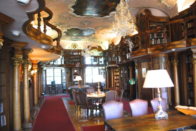 The marvelous library in the Schloss Leopoldskron, Salzburg, Austria. ©Jean Janssen
