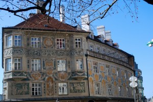 Lovely painted building in old town Munich, Germany