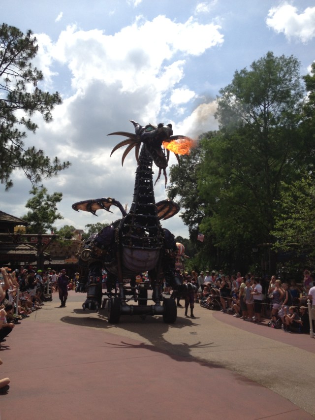A fire breathing Maleficent is one of the highlights of the new Festival of Fantasy Parade at the Magic Kingdom. ©Jean Janssen