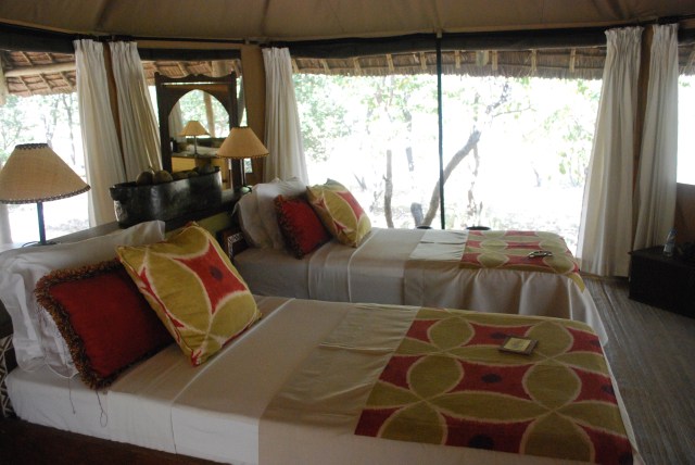 @Jean Janssen Our new tent felt much more open and had big porches on both the front and back.  You can't see it in this picture, but Donna and I were both thrilled to find we had a ceiling fan at this location where is it really needed.