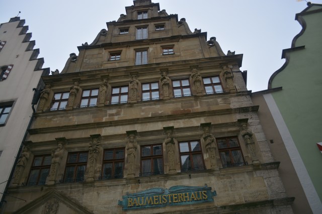 The Master Builders' House displaying the seven virtues and seven vices of the middle ages.  Rothenburg, Germany. ©Jean Janssen 