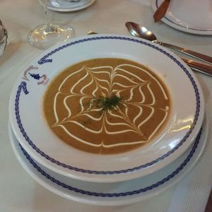 Jane's lobster bisque at Lorenzillo's in the Cabo marina.--photo by Bob Kochman