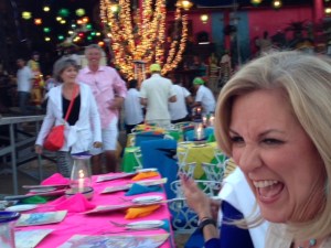 Janie gets into the spirit at Fiesta Night.--photo by Terry Baca.