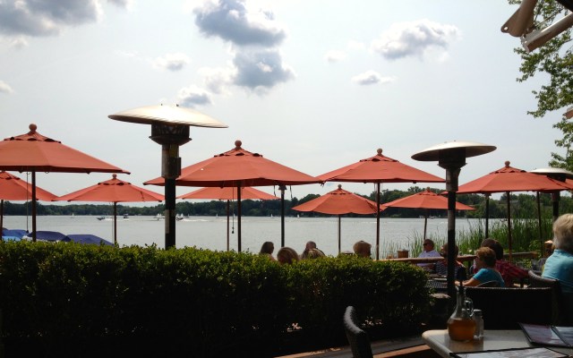 A view of Reed's Lake from Rose's.  Fabulous setting and wonderful food with a nod to the nostalgia with caramel popcorn at the end. I have already been twice on this visit. ©Jean Janssen