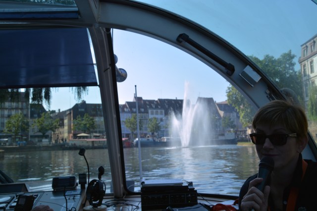 We had great seats at the front of the canal boat just behind the guide in Strasbourg, France ©Jean Janssen